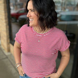 Red/White Stripe Round Neck Jersey Top Top - Tee STACCATO