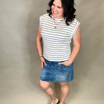 Ivory/Black Terry Stripe Top Top - Tee STACCATO