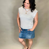 Ivory/Black Terry Stripe Top Top - Tee STACCATO