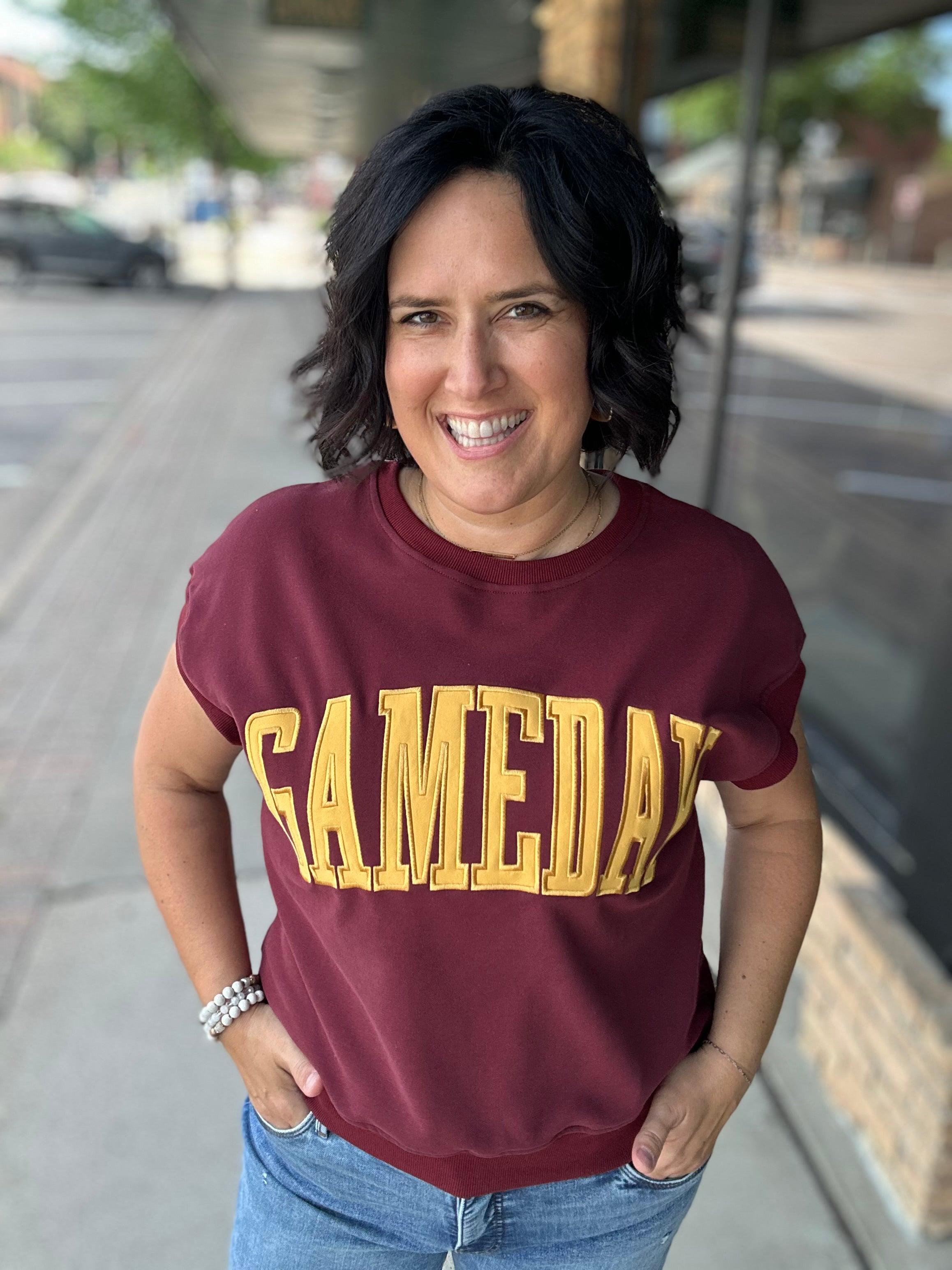 Maroon & Gold Game Day Top Top- Sweatshirt PANACHE