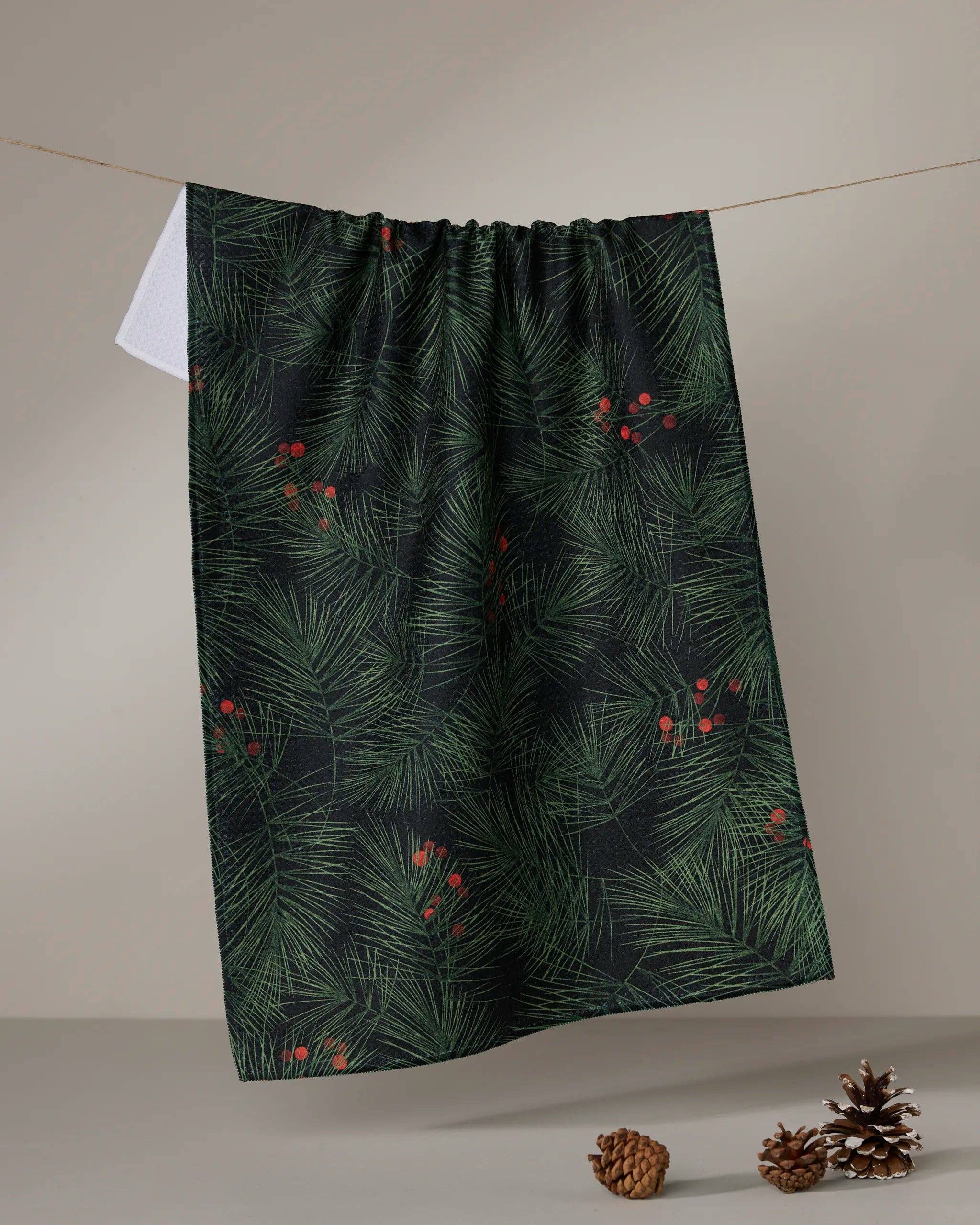 Evergreen Pine Tea Towel Geometry
