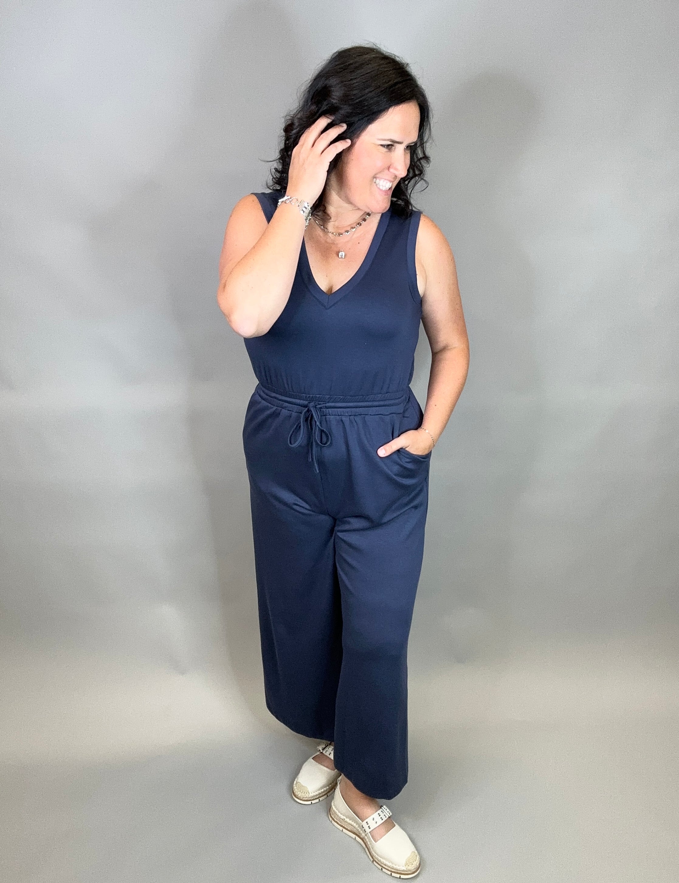 Indigo Culotte Jumpsuit Jumpsuit DOE & RAE