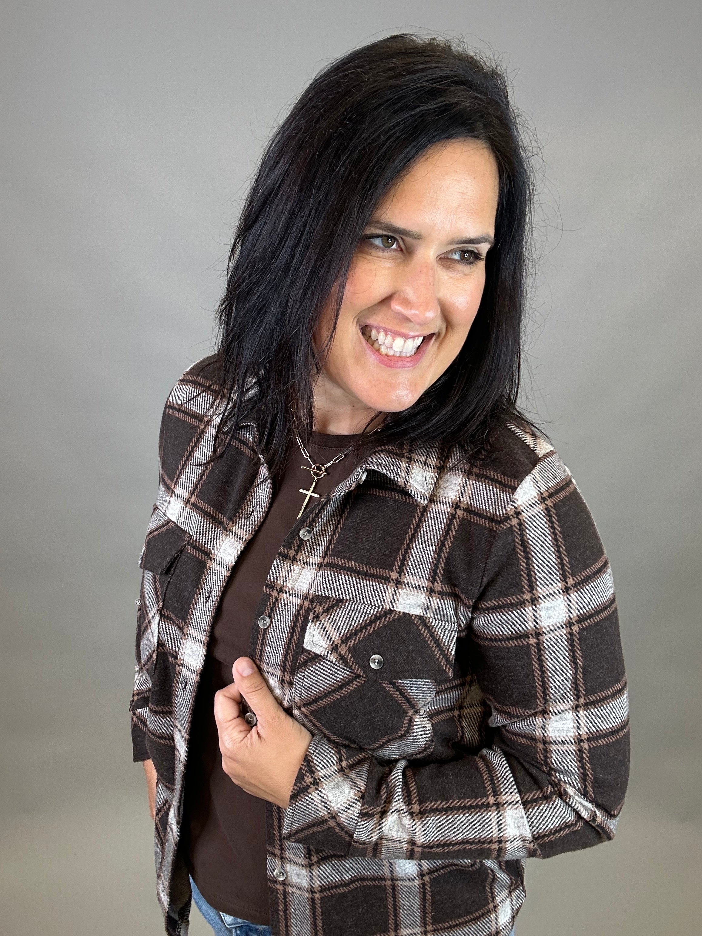 Coffee Ivory Plaid Cassian Shirt Tops - Button Ups THREAD & SUPPLY