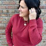 Crimson Heather Dream Knit Janie Top