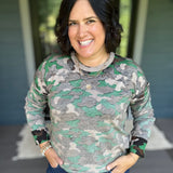 Camo Printed Crew Neck Sweater Top - Sweater FATE by LFD