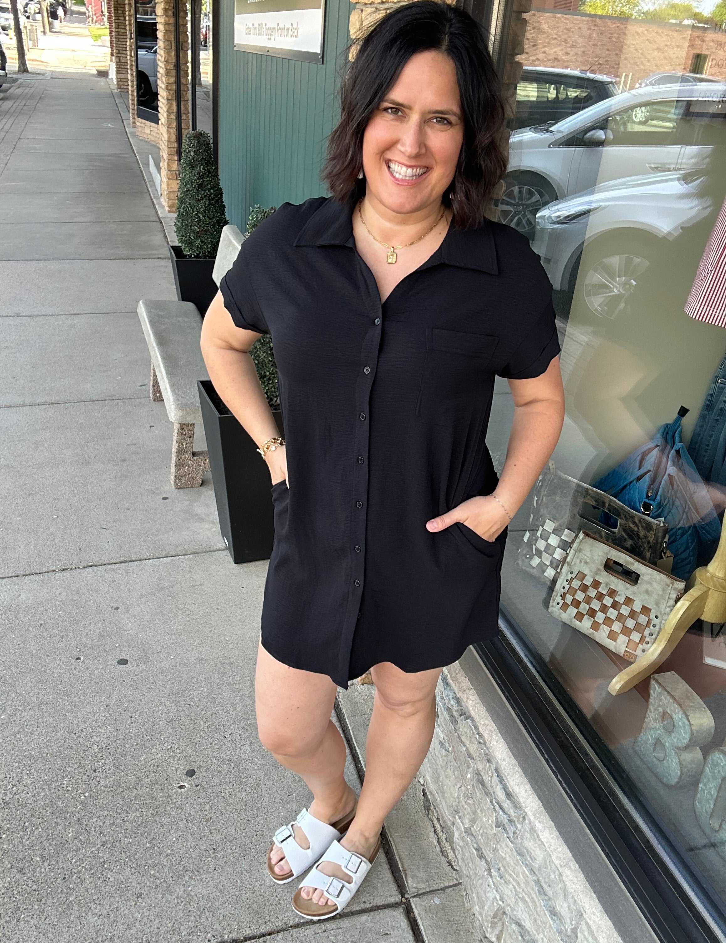 Black Collared Shirt Dress Dresses STACCATO
