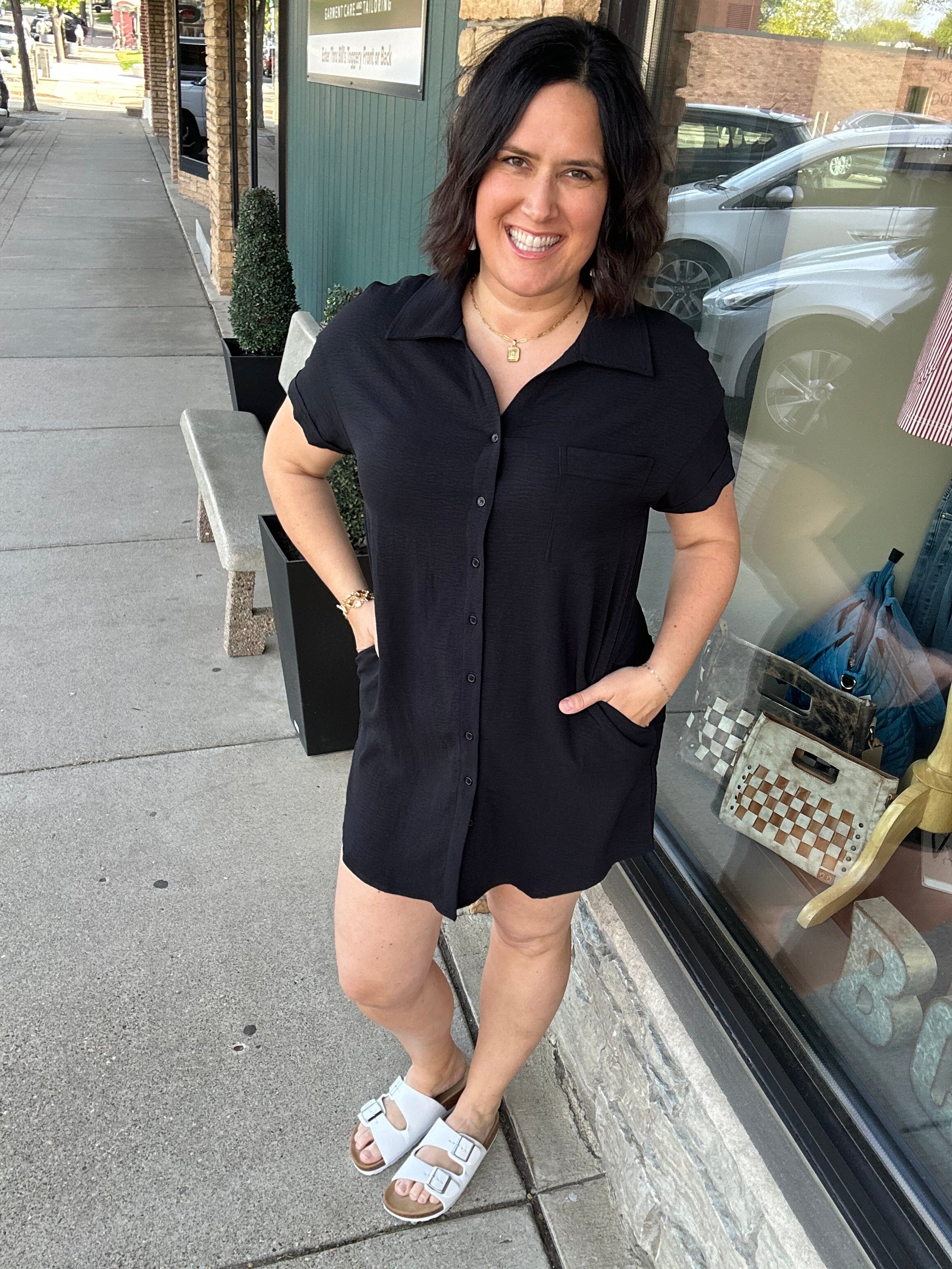 collared dresses women Black Collared Shirt Dress for Women
