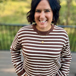 Brown & Cream Stripe Sweater Top - Sweater Mod Ref