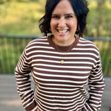 Brown & Cream Stripe Sweater Top - Sweater Mod Ref