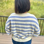 Cream Blue Stripe Oversized Sweater Top - Sweater Le Lis