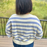 Cream Blue Stripe Oversized Sweater Top - Sweater Le Lis