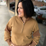 Sepia Half Zip-Up Brushed Terry Top Top - Sweatshirt HEM & THREAD