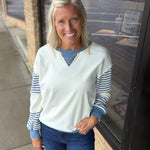Cream/Blue Color Block Top STACCATO
