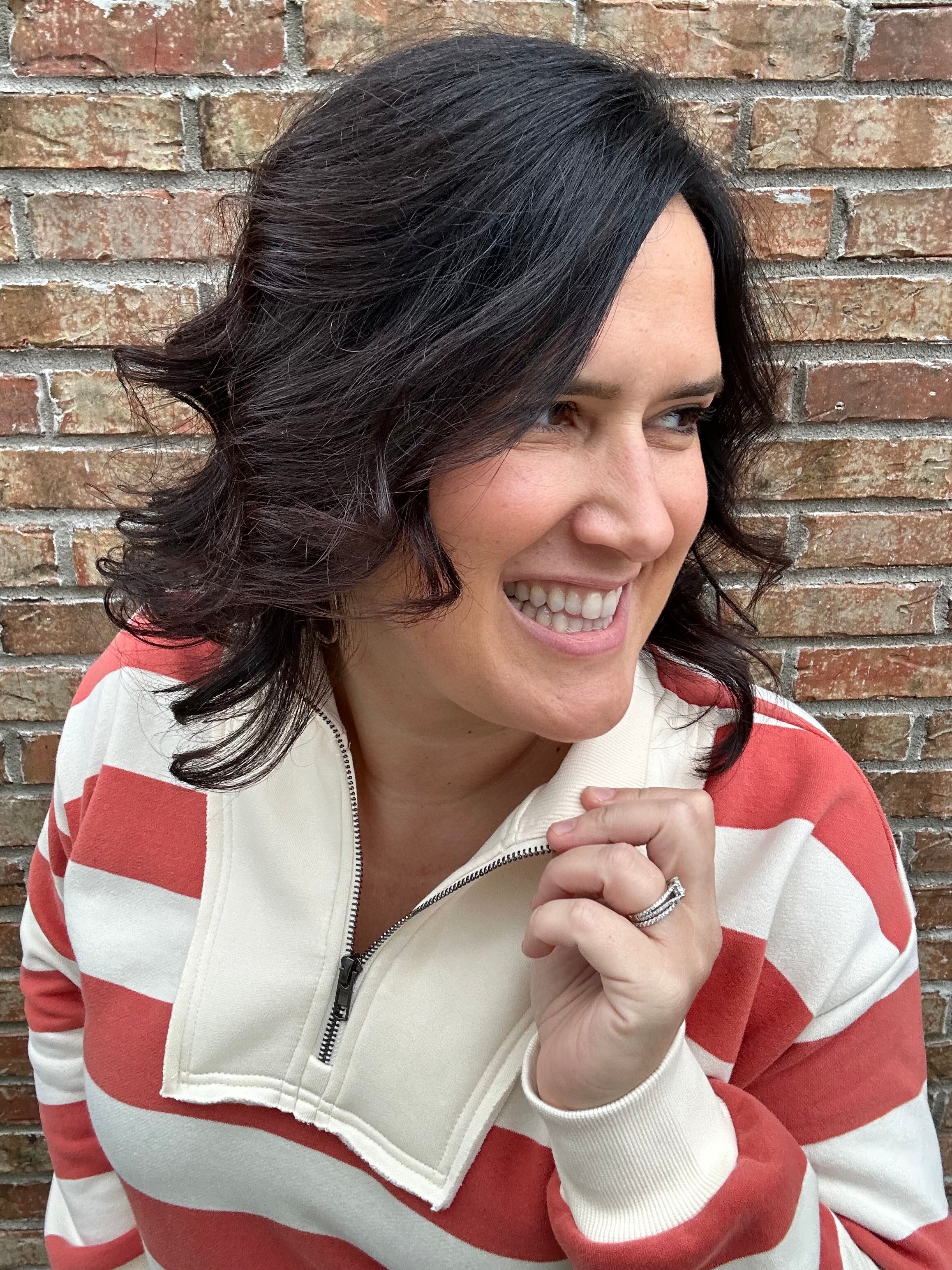 Orange Terry Striped Top Top - Sweatshirt STACCATO