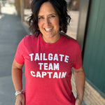 Red Crew Team Captain Tee Tops- Tees MUGSBY