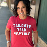 Red Crew Team Captain Tee Tops- Tees MUGSBY