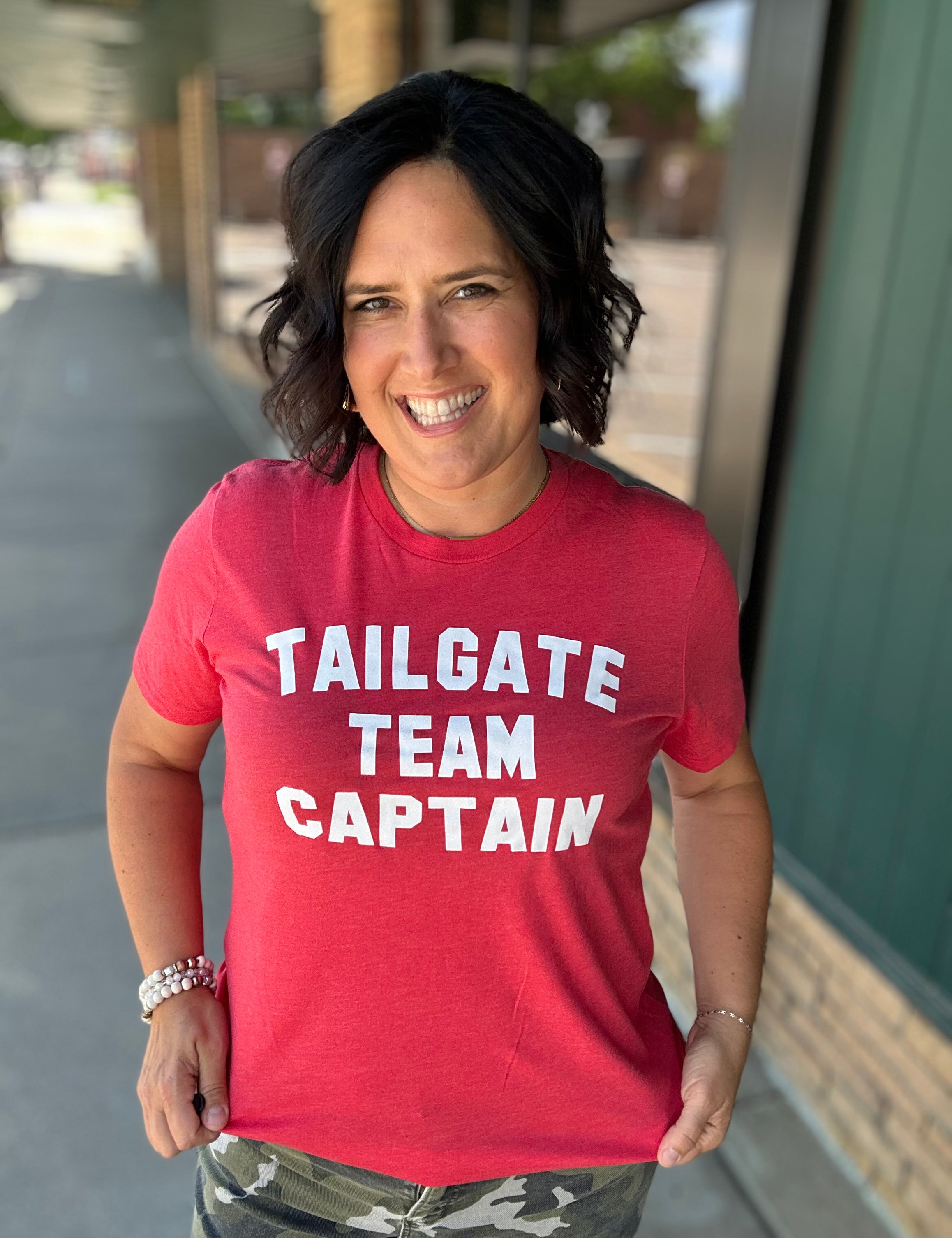 Red Crew Team Captain Tee Tops- Tees MUGSBY