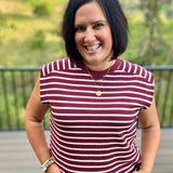 Wine Stripe Ribbed Sleeveless Top