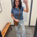 Washed Indigo Juliette Western Tee Top - Tee FLAG AND ANTHEM