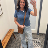 Washed Indigo Juliette Western Tee Top - Tee FLAG AND ANTHEM