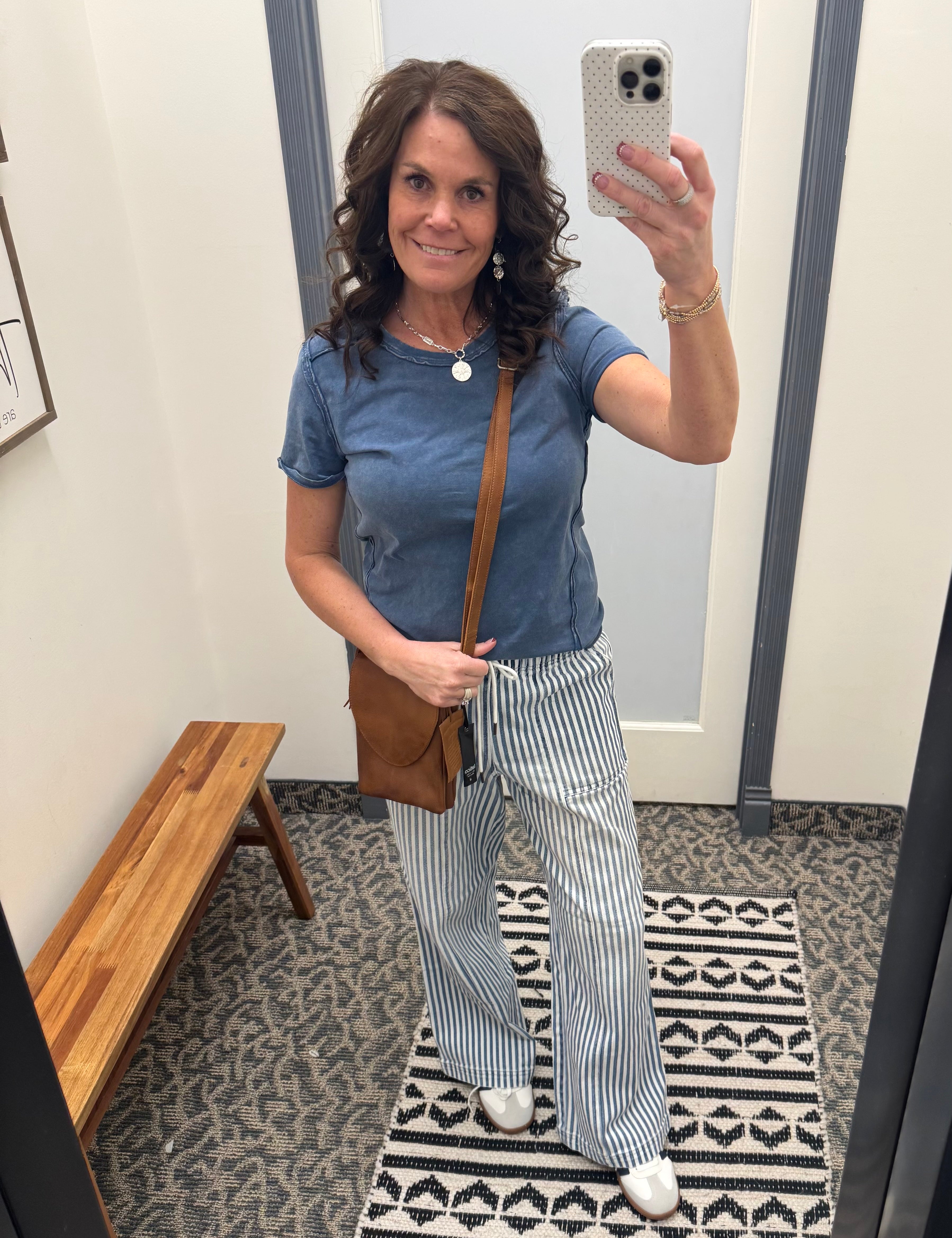 Washed Indigo Juliette Western Tee Top - Tee FLAG AND ANTHEM