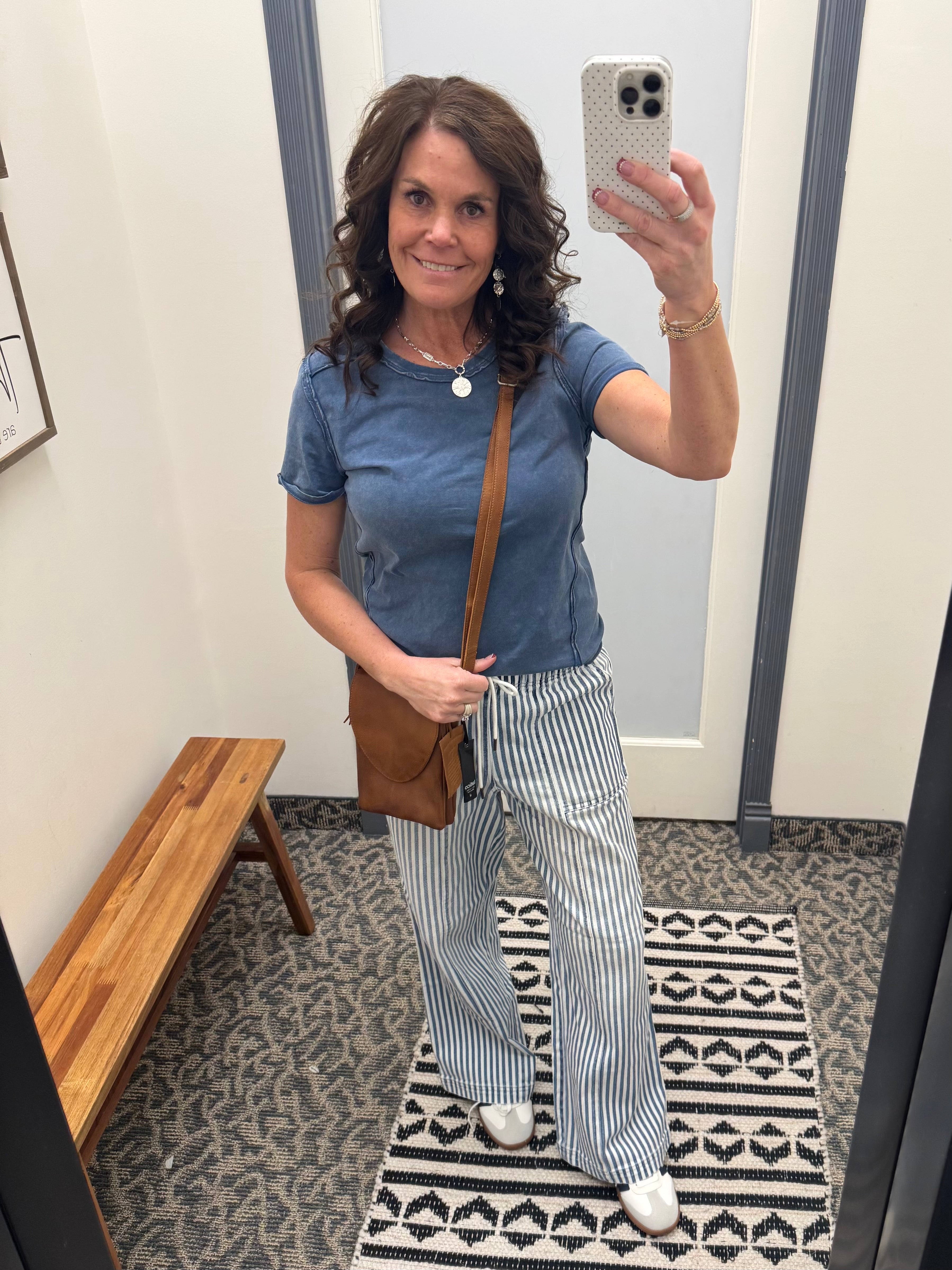 Washed Indigo Juliette Western Tee Top - Tee FLAG AND ANTHEM