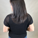 Black Loose Knit Sweater Top Top - Sweater ZENANA