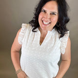White Eyelet Ruffle Cap Sleeve Top Tops- Blouses DOE & RAE