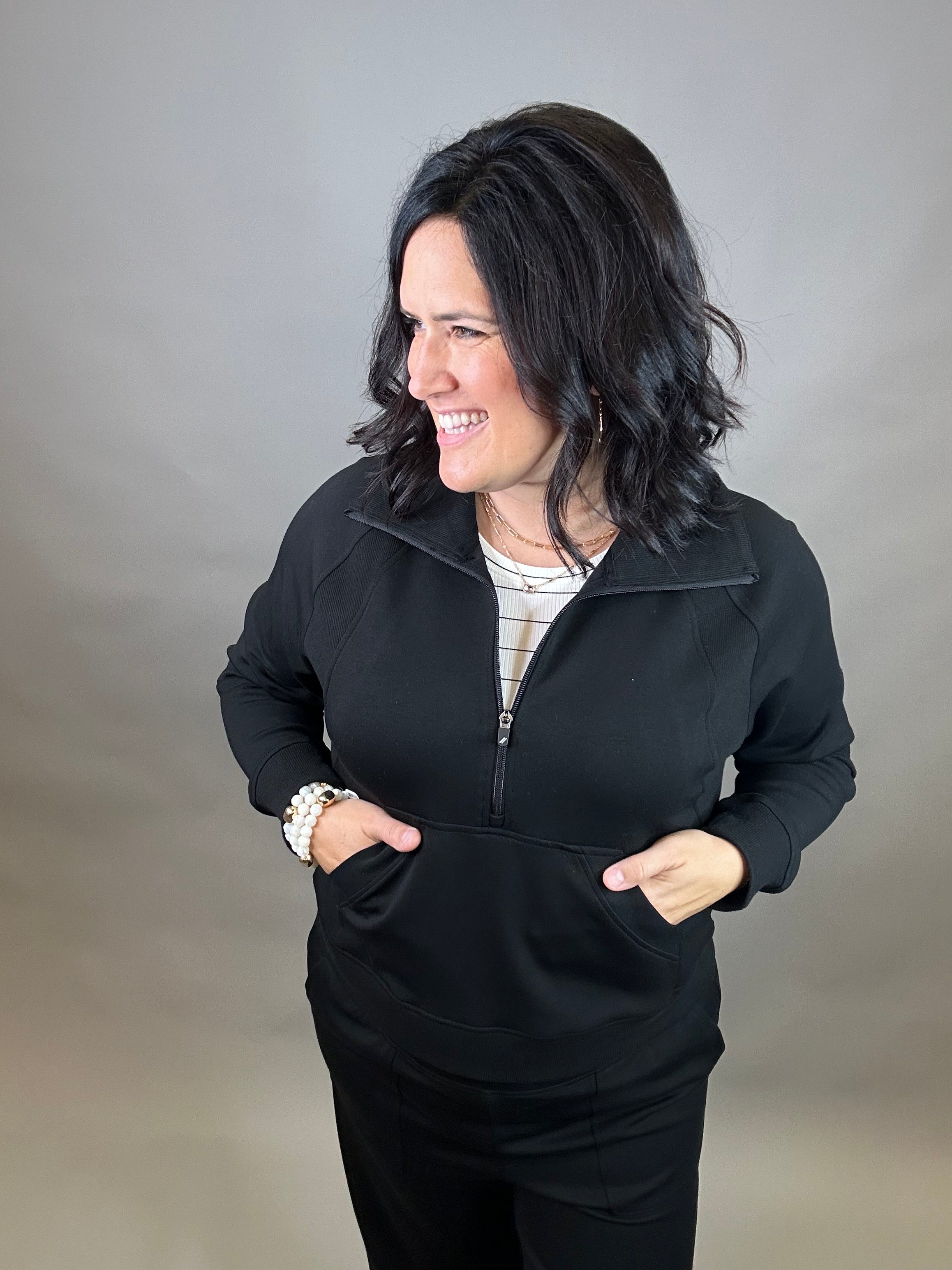 Black Caroline Pullover Top - Sweatshirt THREAD & SUPPLY
