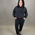 Washed Black Jogger Set Top - Sweatshirt JODIFL