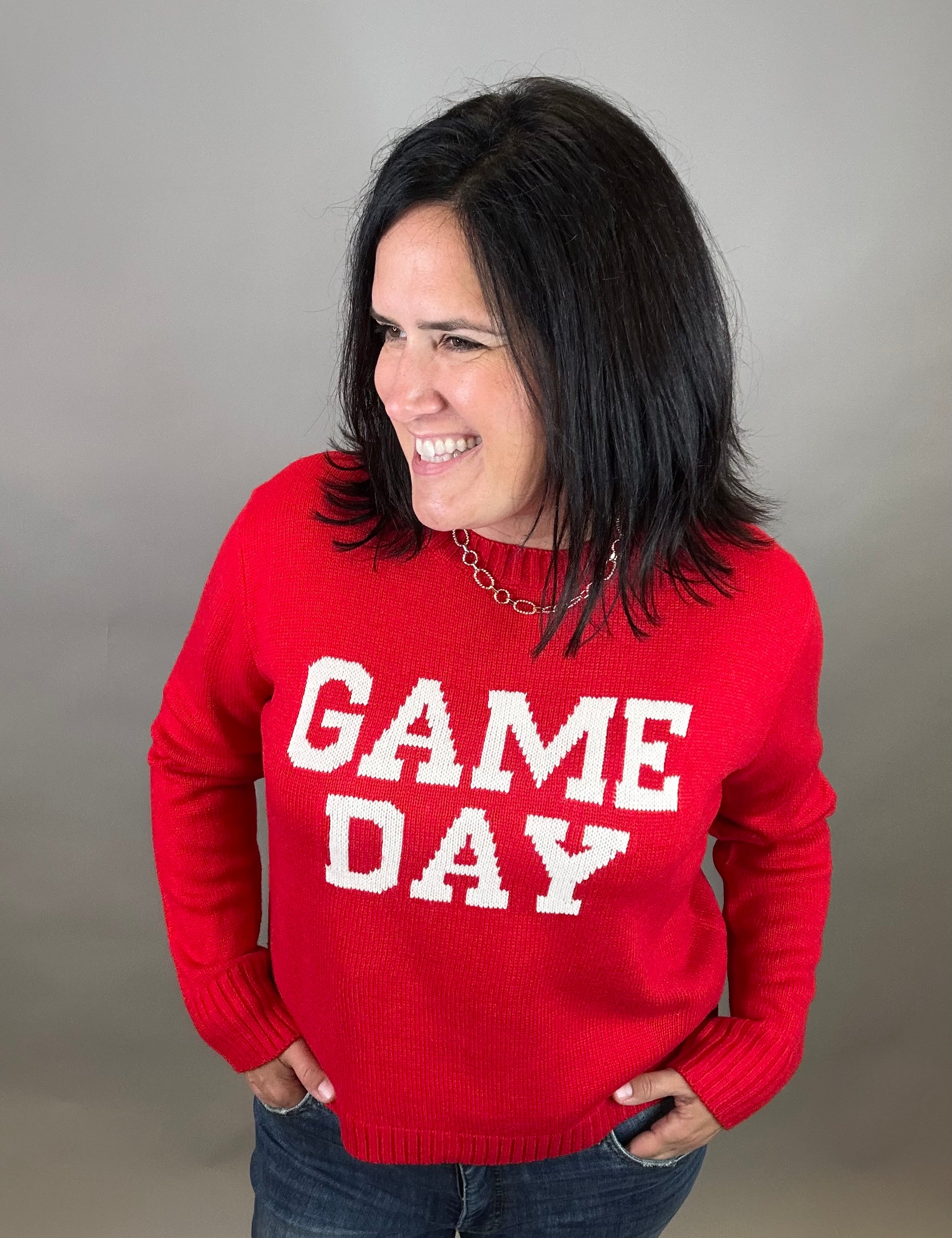 Red Game Day Sweater Top - Sweater PANACHE