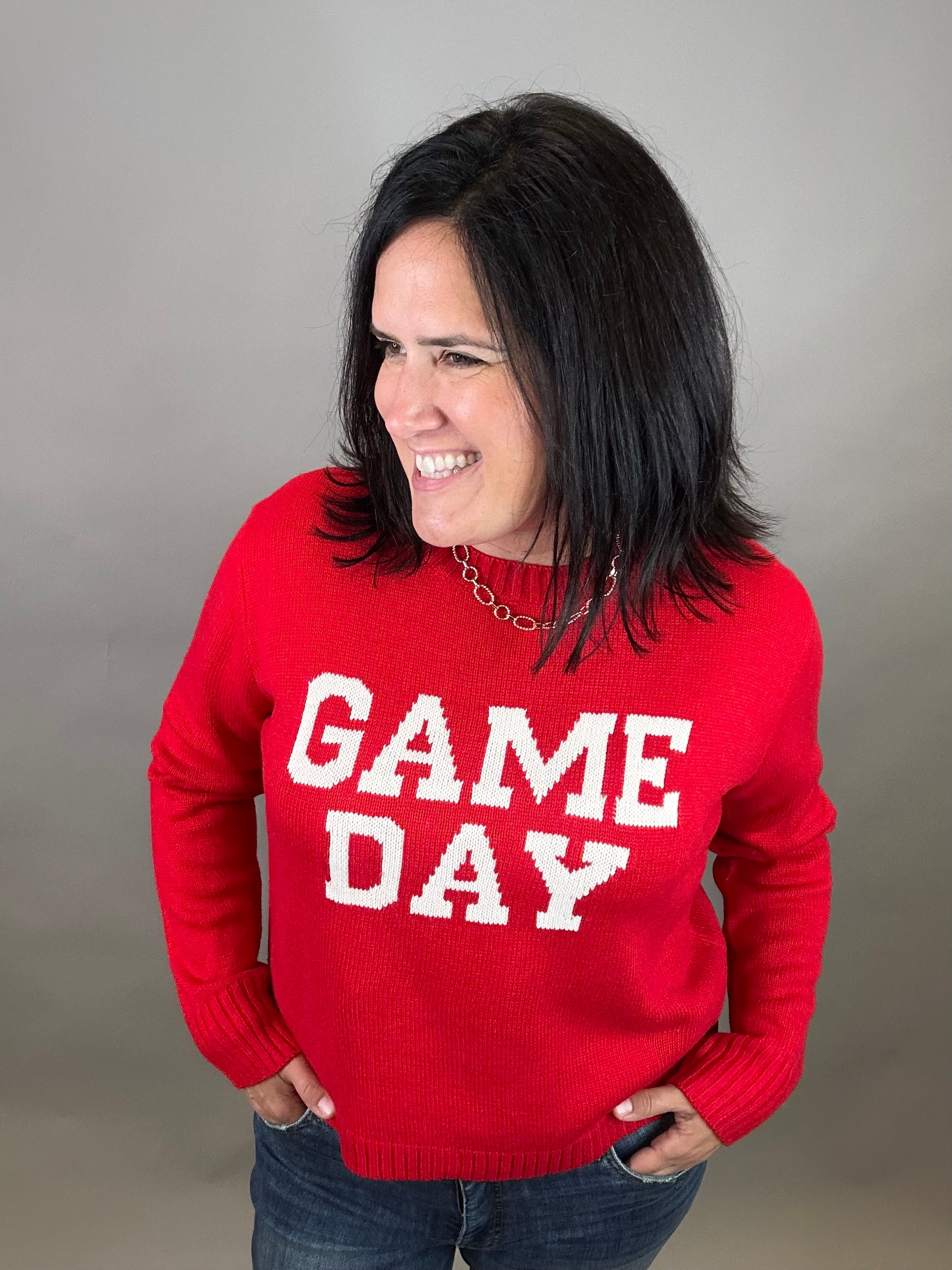 Red Game Day Sweater Top - Sweater PANACHE