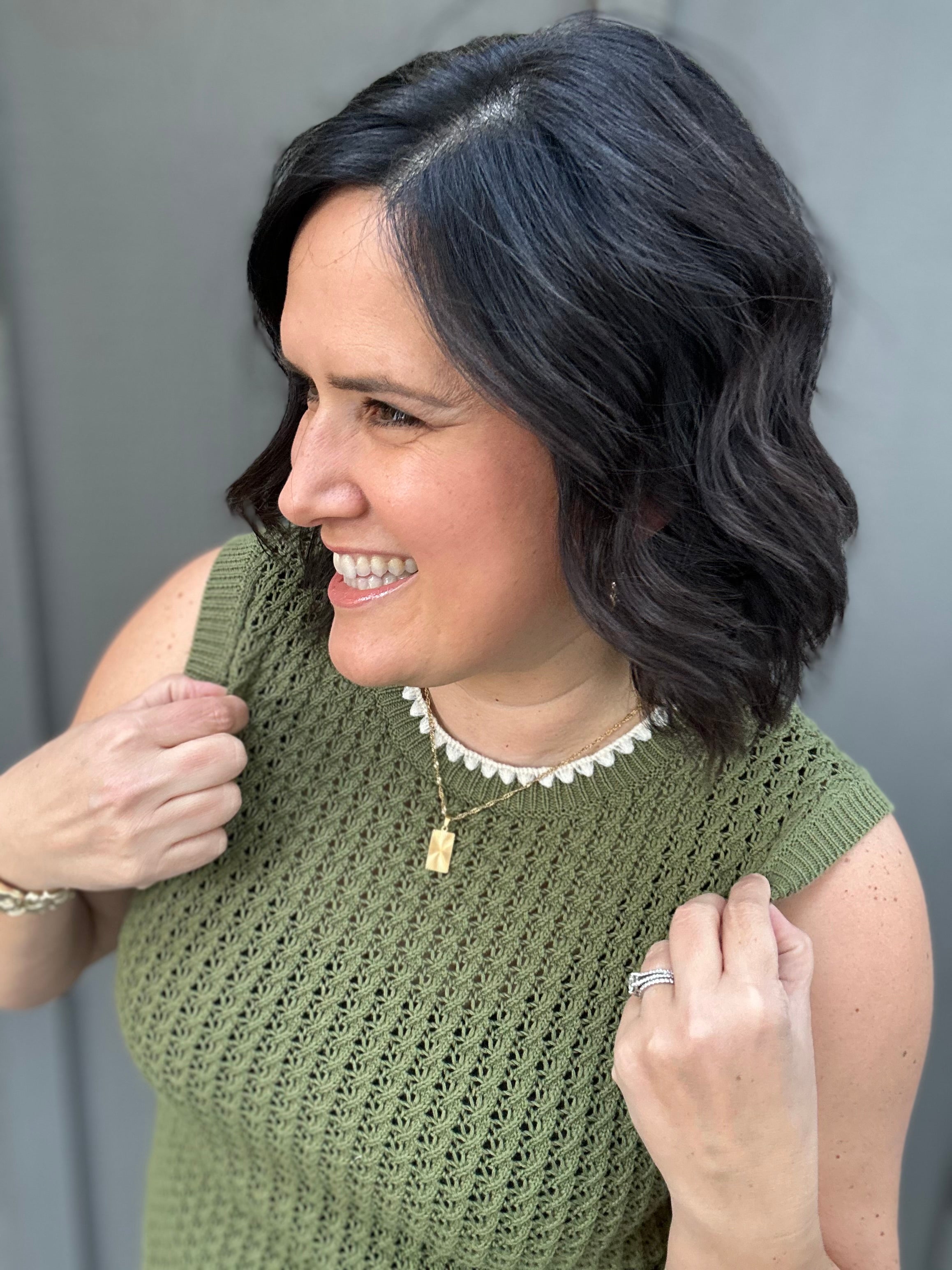 Herb Scalloped Contrast Sweater Top - Sweater EE:SOME