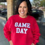 Red Game Day Sweatshirt Top- Sweatshirts PANACHE