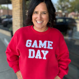 Red Game Day Sweatshirt Top- Sweatshirts PANACHE