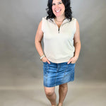 Oat Zip Front Sleeveless Sweatshirt Top - Sweatshirt DOE & RAE