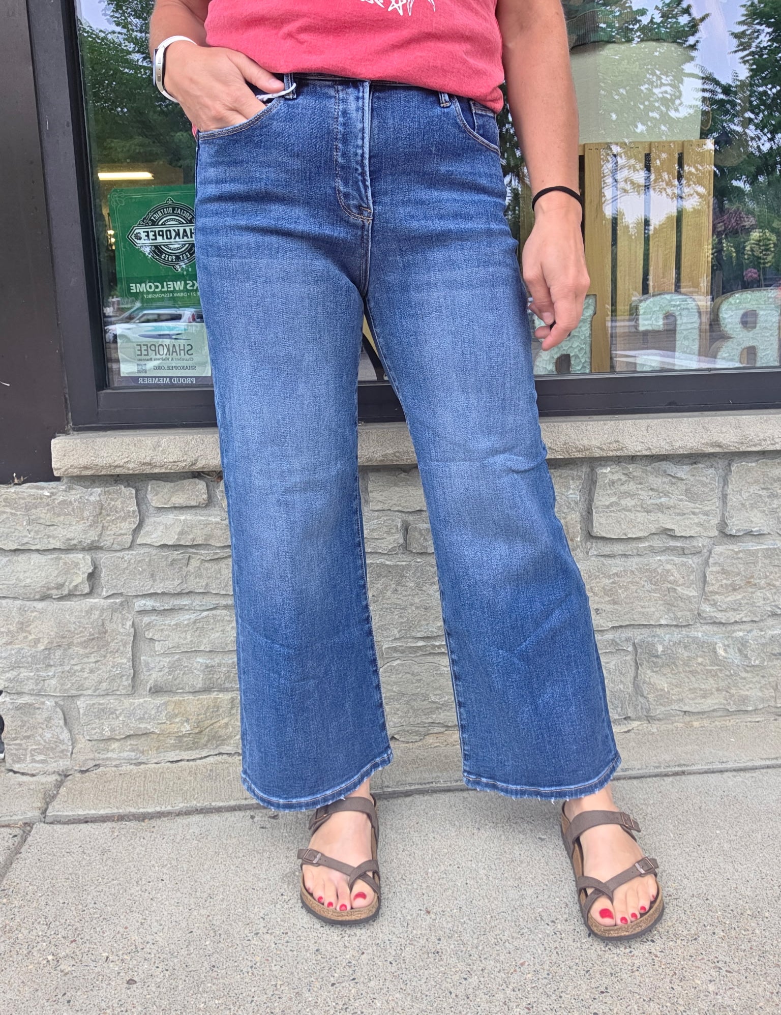High Rise Wide Leg Ankle Jean Bottoms - Pants RISEN
