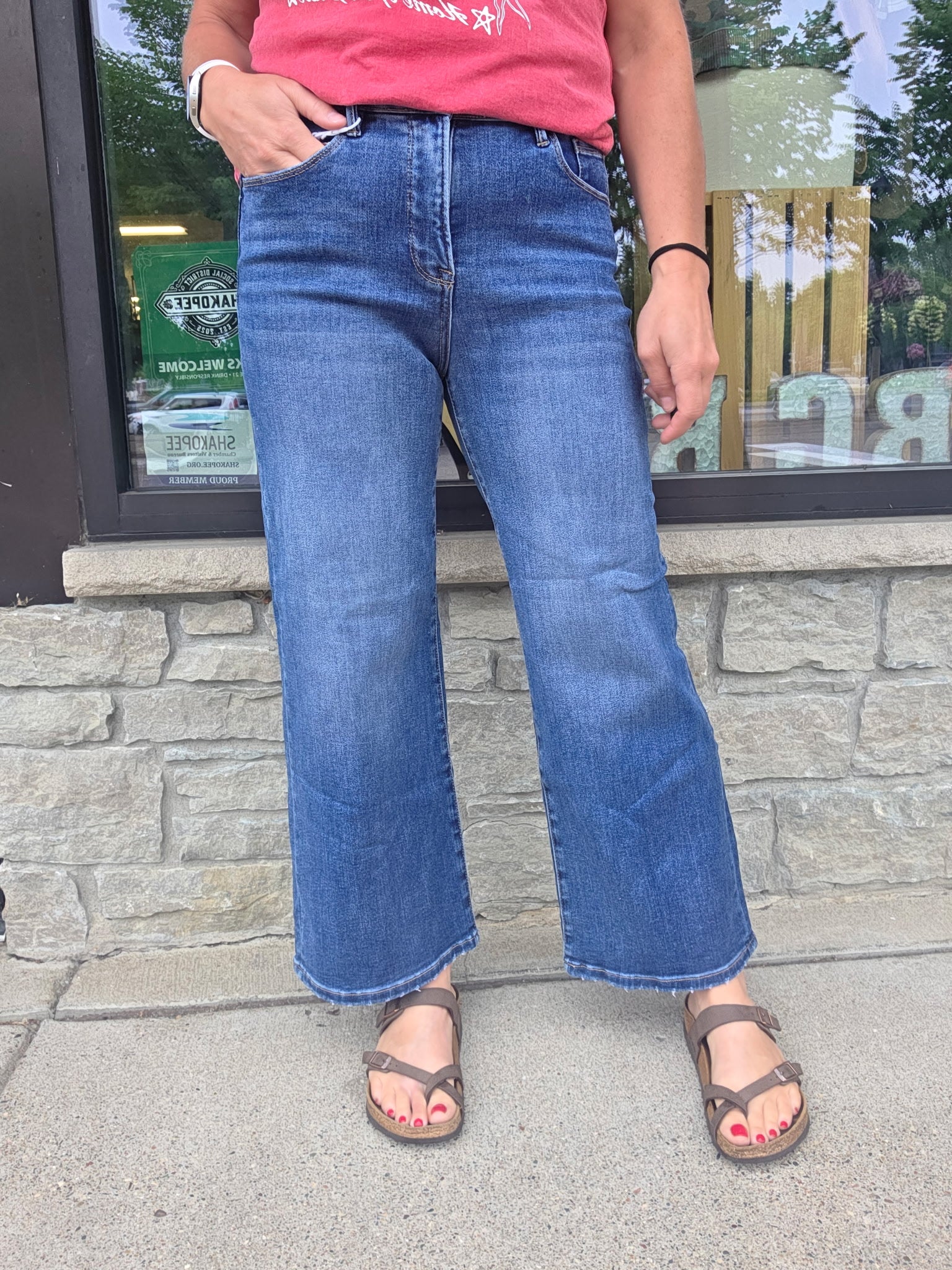 High Rise Wide Leg Ankle Jean Bottoms - Pants RISEN