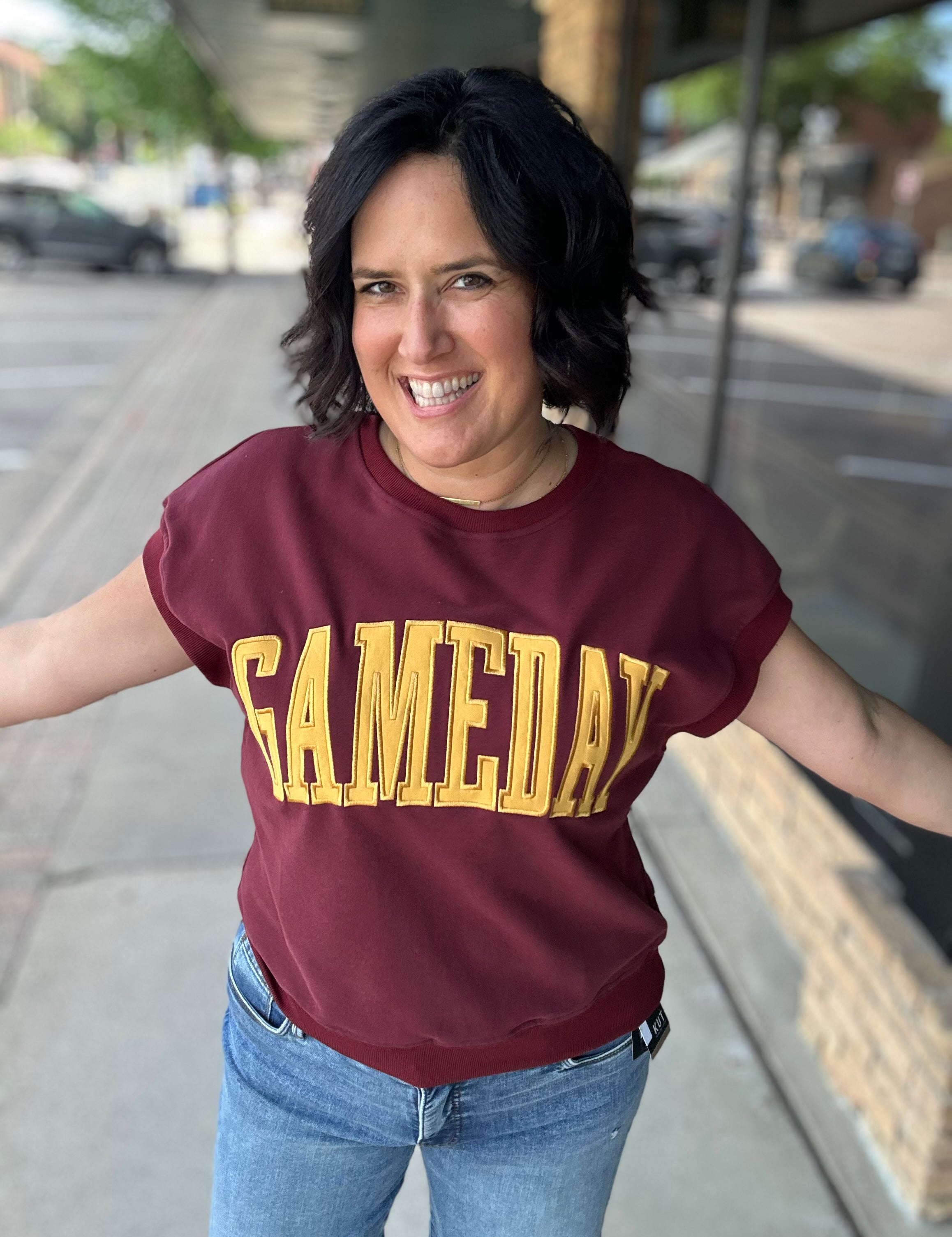 Maroon & Gold Game Day Top Top- Sweatshirt PANACHE