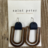 Navy/Wood Earrings