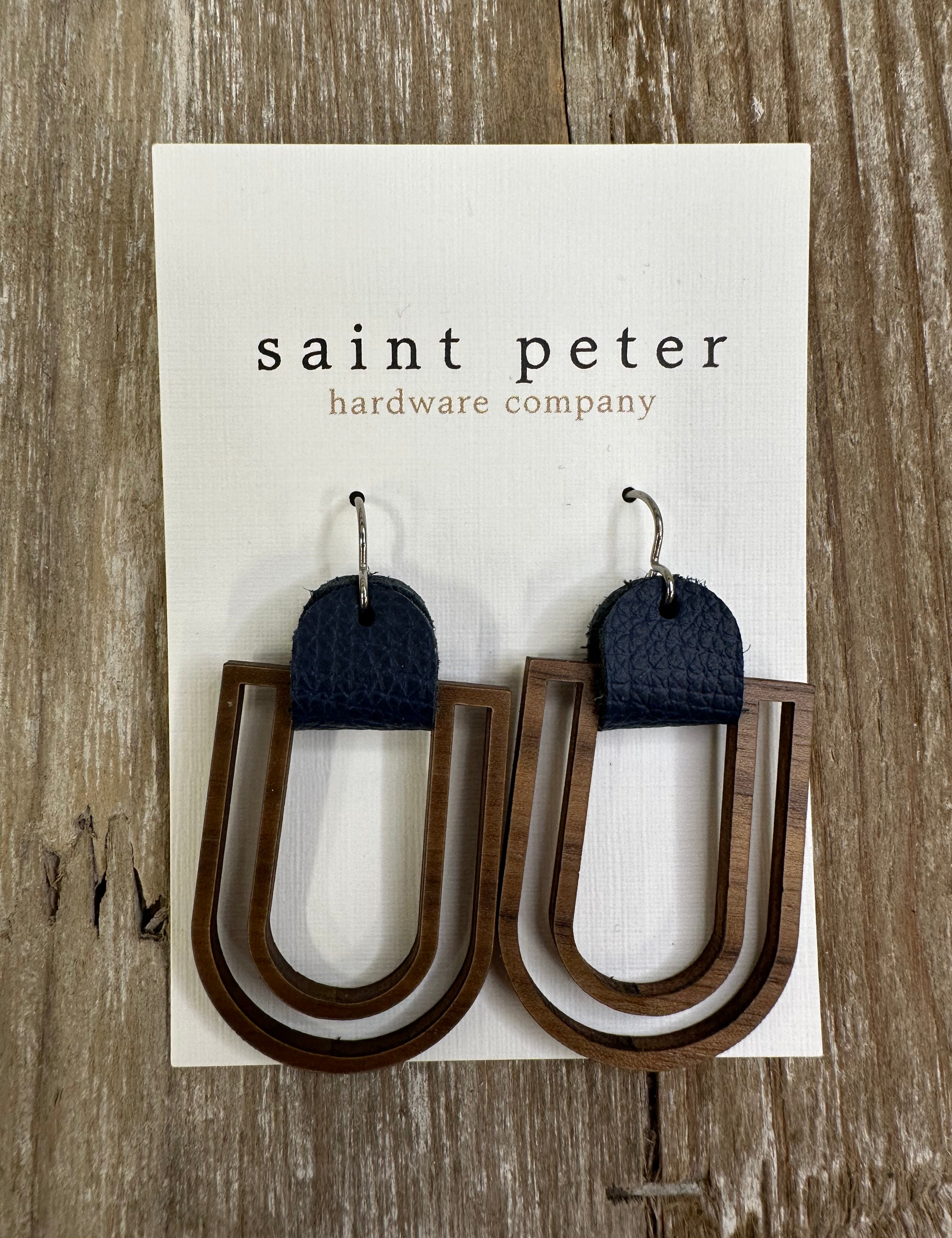 Navy/Wood Earrings Jewelry - Earrings St. Peter hardware