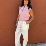 Natural Linen Elastic Waist Pants Bottoms - Pants DOE & RAE
