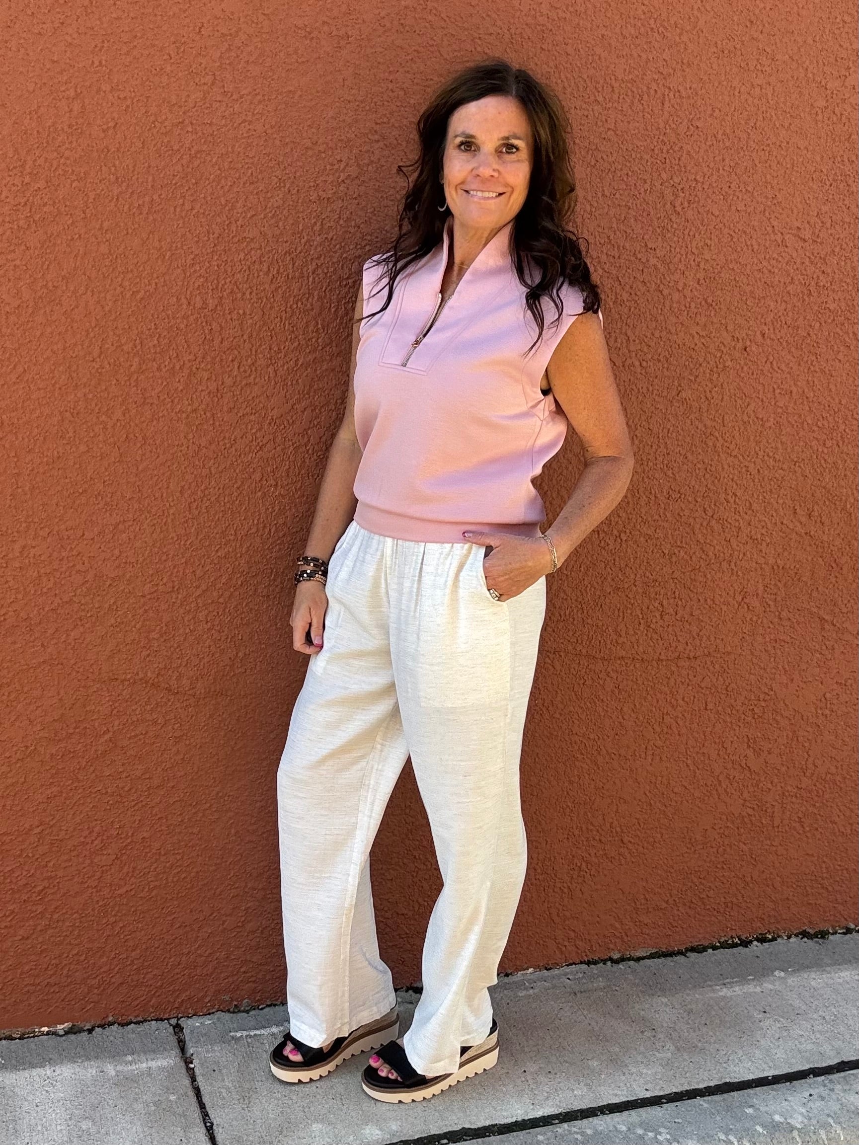 Natural Linen Elastic Waist Pants Bottoms - Pants DOE & RAE