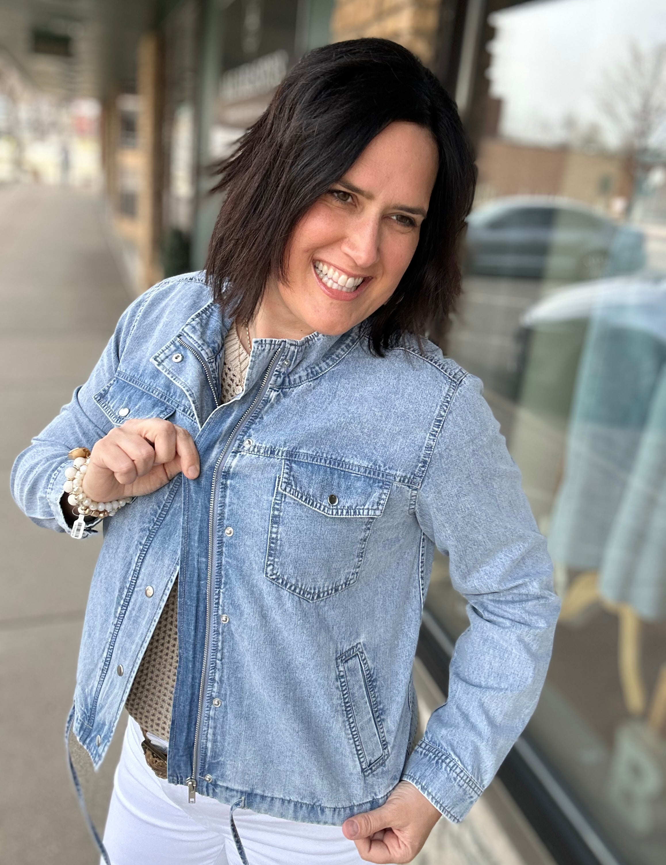 Wilma Utility Crop Denim Jacket Outerwear- Jackets FLAG AND ANTHEM