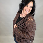 Espresso Crochet Cropped Open Cardigan Tops- Cardigans DOE & RAE