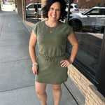 Rochelle Tie Waist Lounge Dress in Olive Green by Flag & Anthem Dresses FLAG AND ANTHEM
