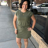 Rochelle Tie Waist Lounge Dress in Olive Green by Flag & Anthem Dresses FLAG AND ANTHEM