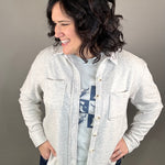 Heather Grey Plush Shacket Outerwear - Shacket FLAG AND ANTHEM