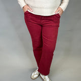 Wine Ankle Flare Patch Pocket Jeans Bottom- Pants RISEN