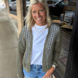 Olive Crochet Open Cardigan DOE & RAE